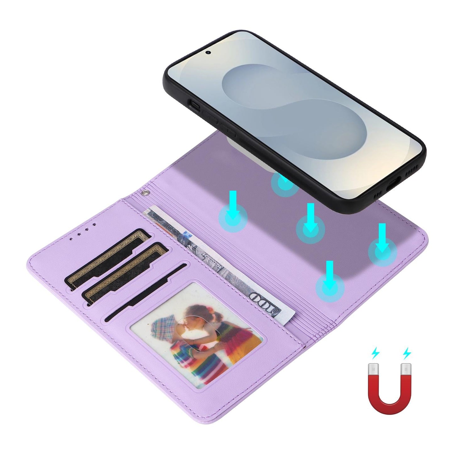 For Samsung Galaxy S25 Edge 5G BETOPNICE BN-005 2 in 1 Detachable Imitate Genuine Leather Phone Case(Light Purple)