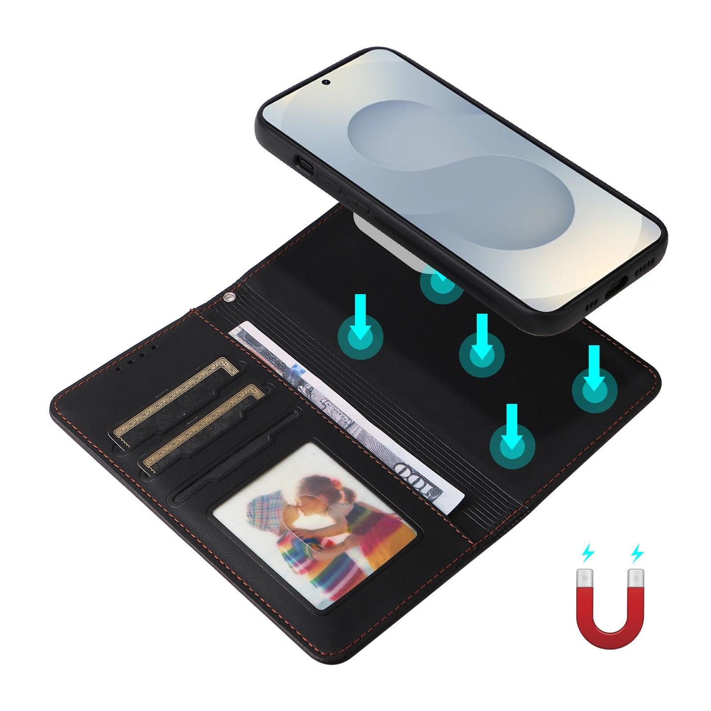 For Samsung Galaxy S25 Edge 5G BETOPNICE BN-005 2 in 1 Detachable Imitate Genuine Leather Phone Case(Black)