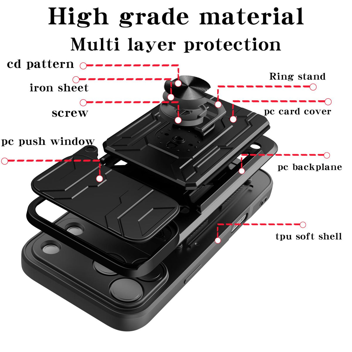 Compatible with iPhone 18 Pro Max Sliding Camshield TPU+PC Phone Case with Card Slot - Dark Green