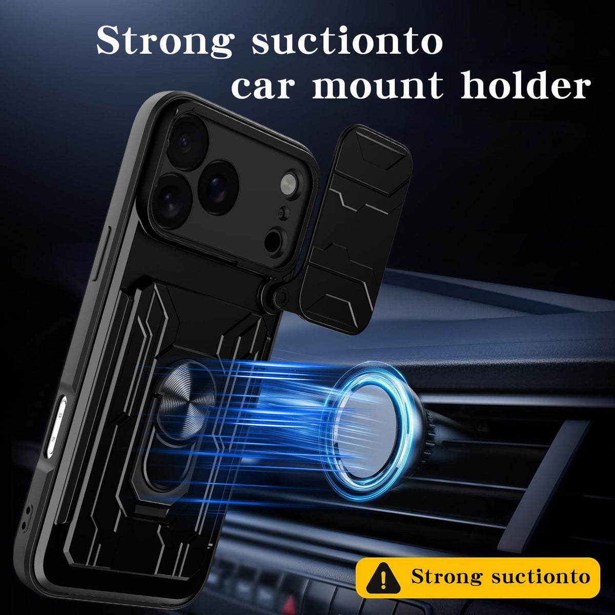 Compatible with iPhone 18 Pro Max Sliding Camshield TPU+PC Phone Case with Card Slot - Grey