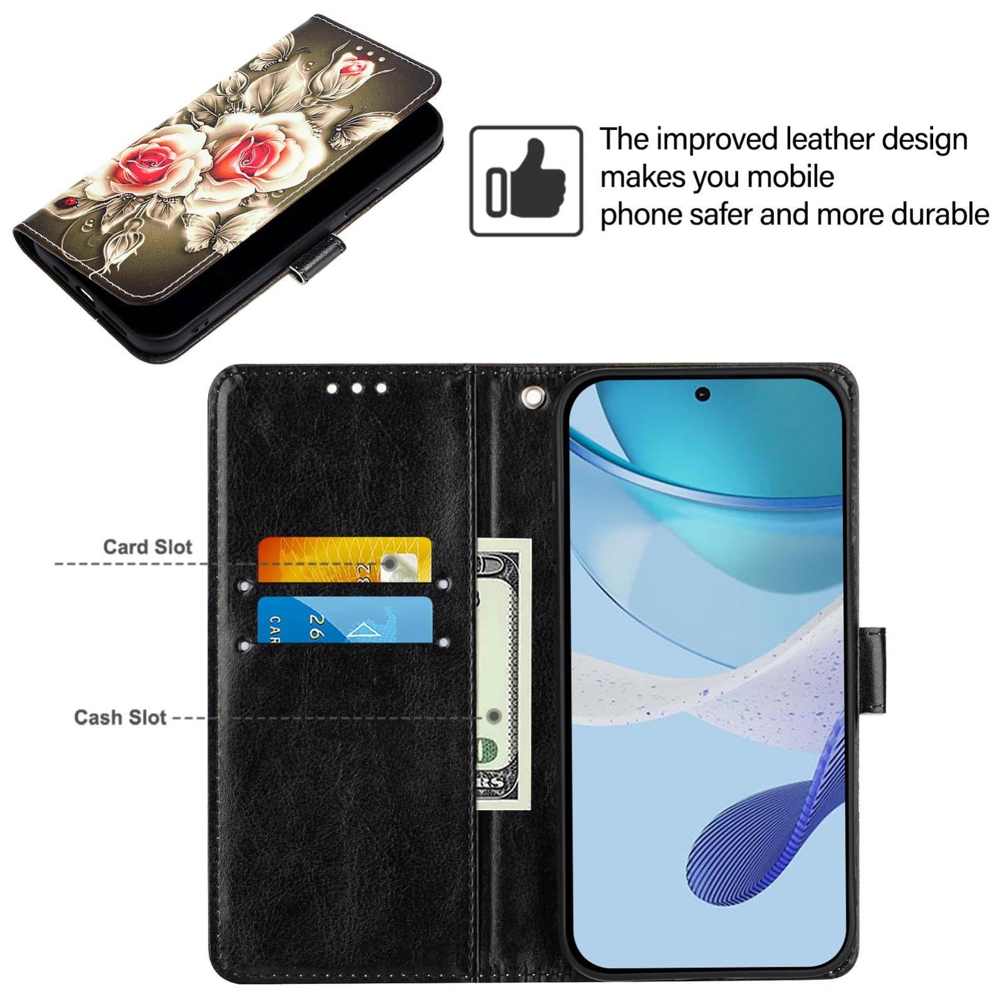 For Samsung Galaxy S25 Edge 5G Colored Drawing Pattern Plain Weave Leather Phone Case(Roses On Black)