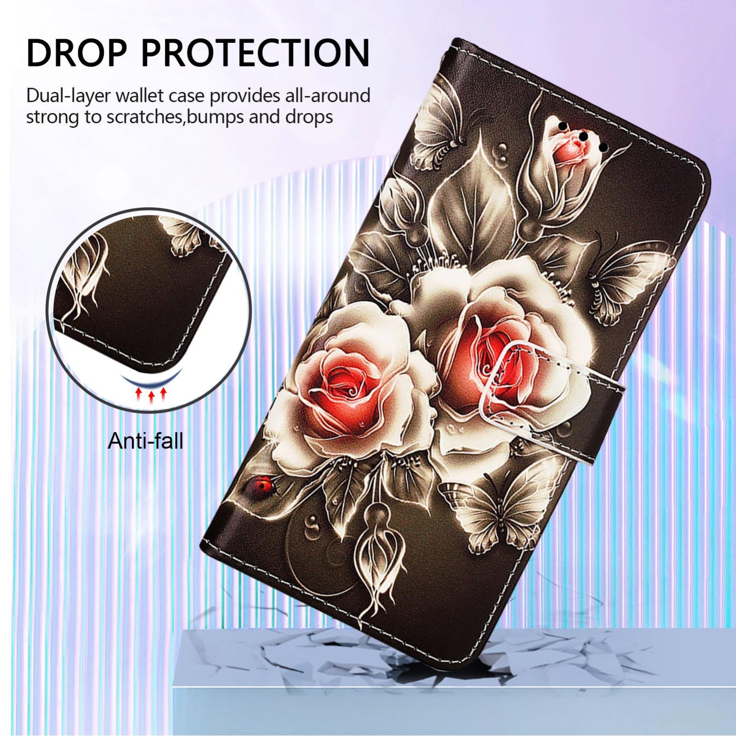 For Samsung Galaxy S25 Edge 5G Colored Drawing Pattern Plain Weave Leather Phone Case(Roses On Black)