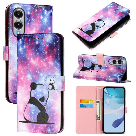 For Samsung Galaxy S25 Edge 5G Colored Drawing Pattern Plain Weave Leather Phone Case(Baby Panda)