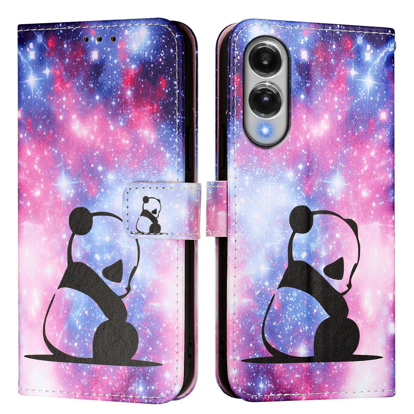 For Samsung Galaxy S25 Edge 5G Colored Drawing Pattern Plain Weave Leather Phone Case(Baby Panda)