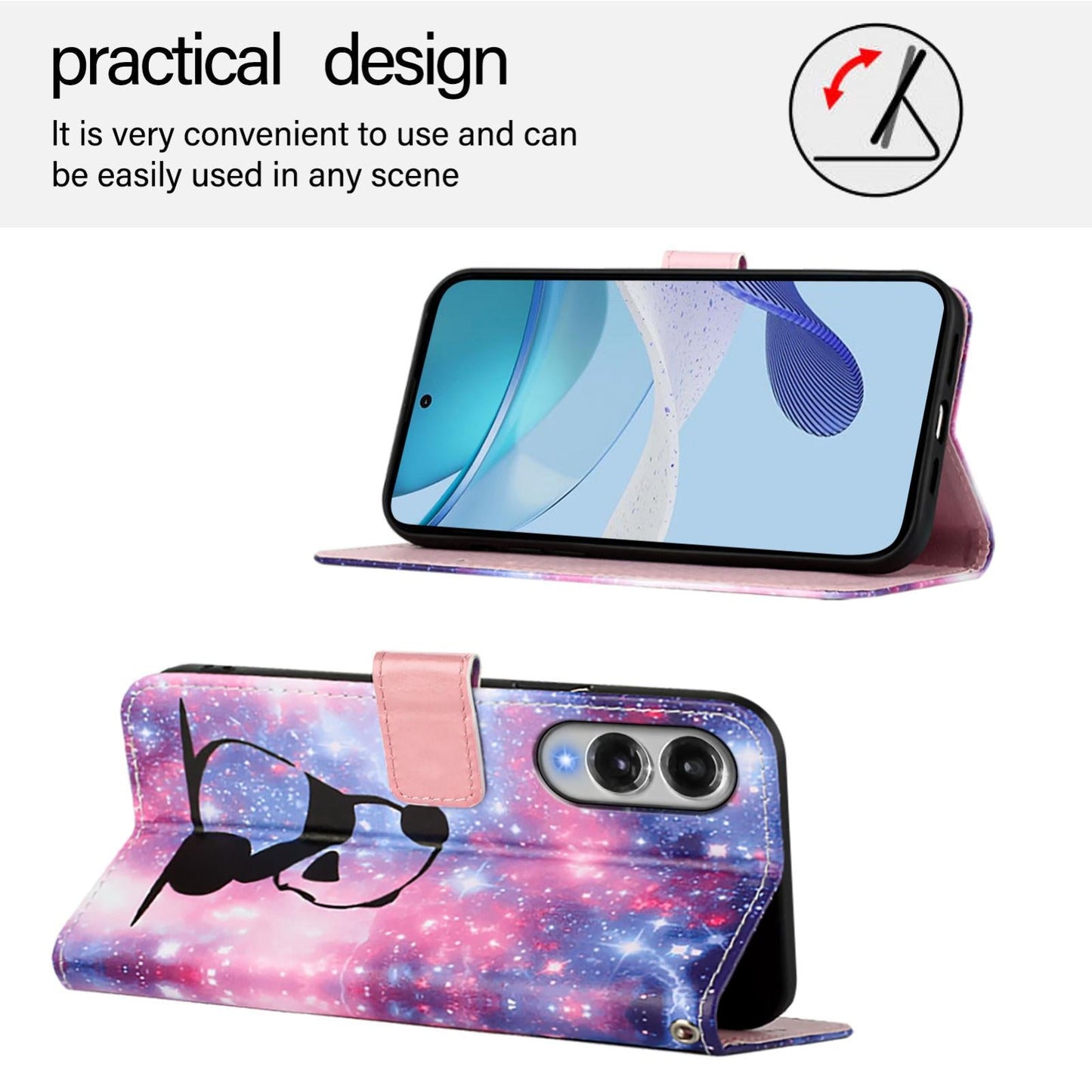 For Samsung Galaxy S25 Edge 5G Colored Drawing Pattern Plain Weave Leather Phone Case(Baby Panda)