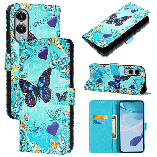 For Samsung Galaxy S25 Edge 5G Colored Drawing Pattern Plain Weave Leather Phone Case(Love Butterfly)