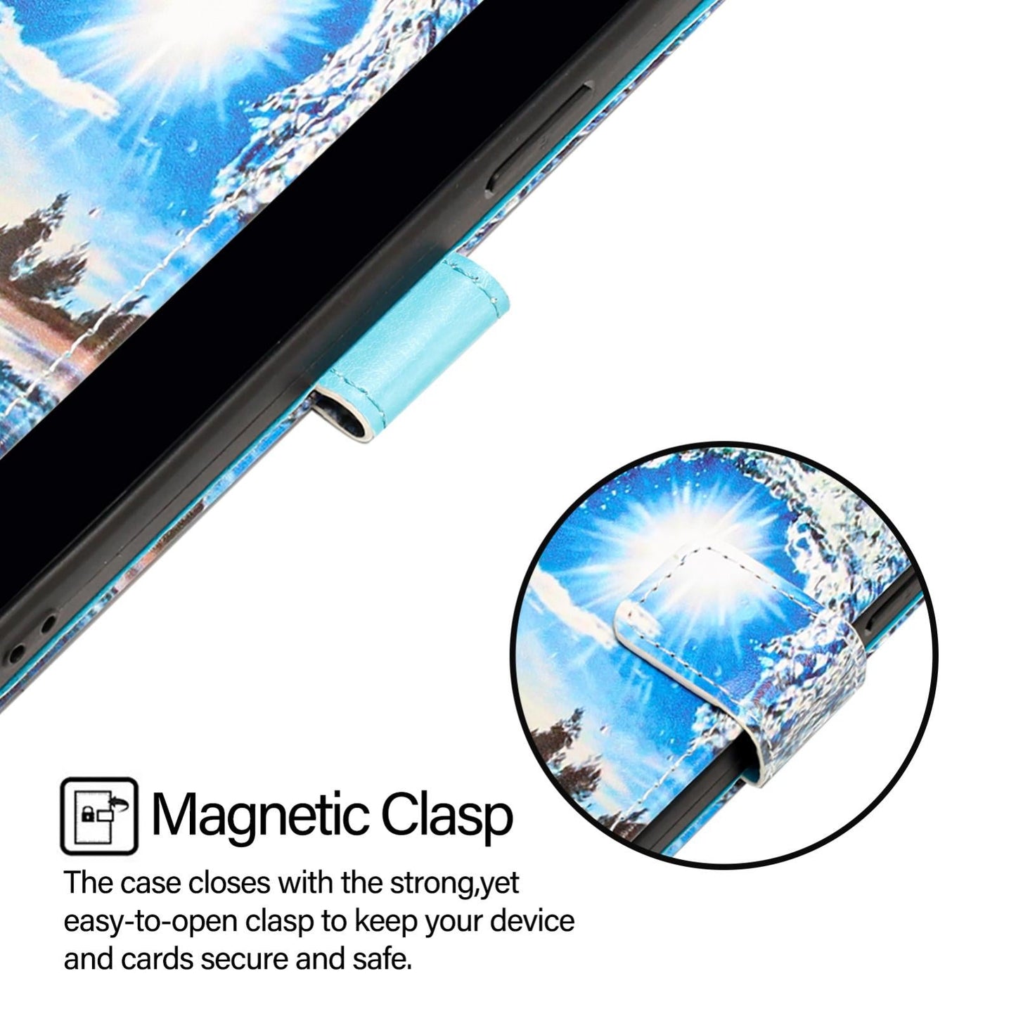 For Samsung Galaxy S25 Edge 5G Colored Drawing Pattern Plain Weave Leather Phone Case(Waves And Sun)