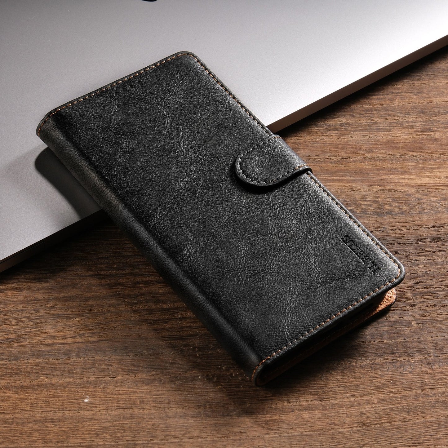 For iPhone 16e N.BEKUS CSJ-P1 Solid Color Leather Phone Case(Black)