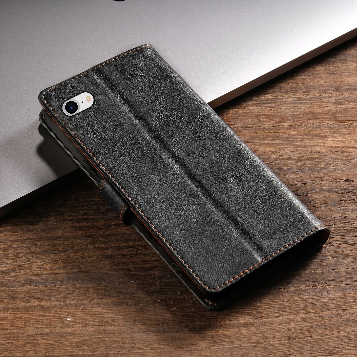 For iPhone 16e N.BEKUS CSJ-P1 Solid Color Leather Phone Case(Black)
