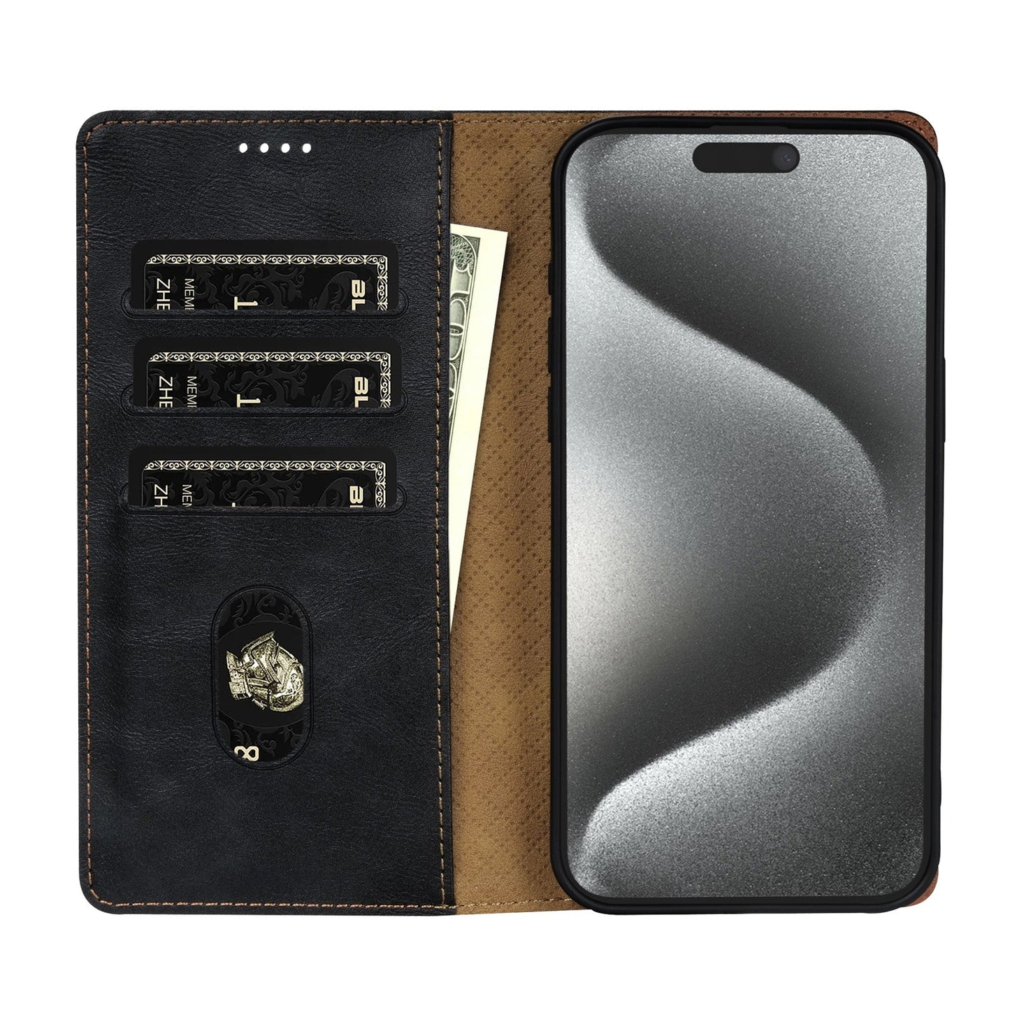 For iPhone 16e N.BEKUS CSJ-P1 Solid Color Leather Phone Case(Black)