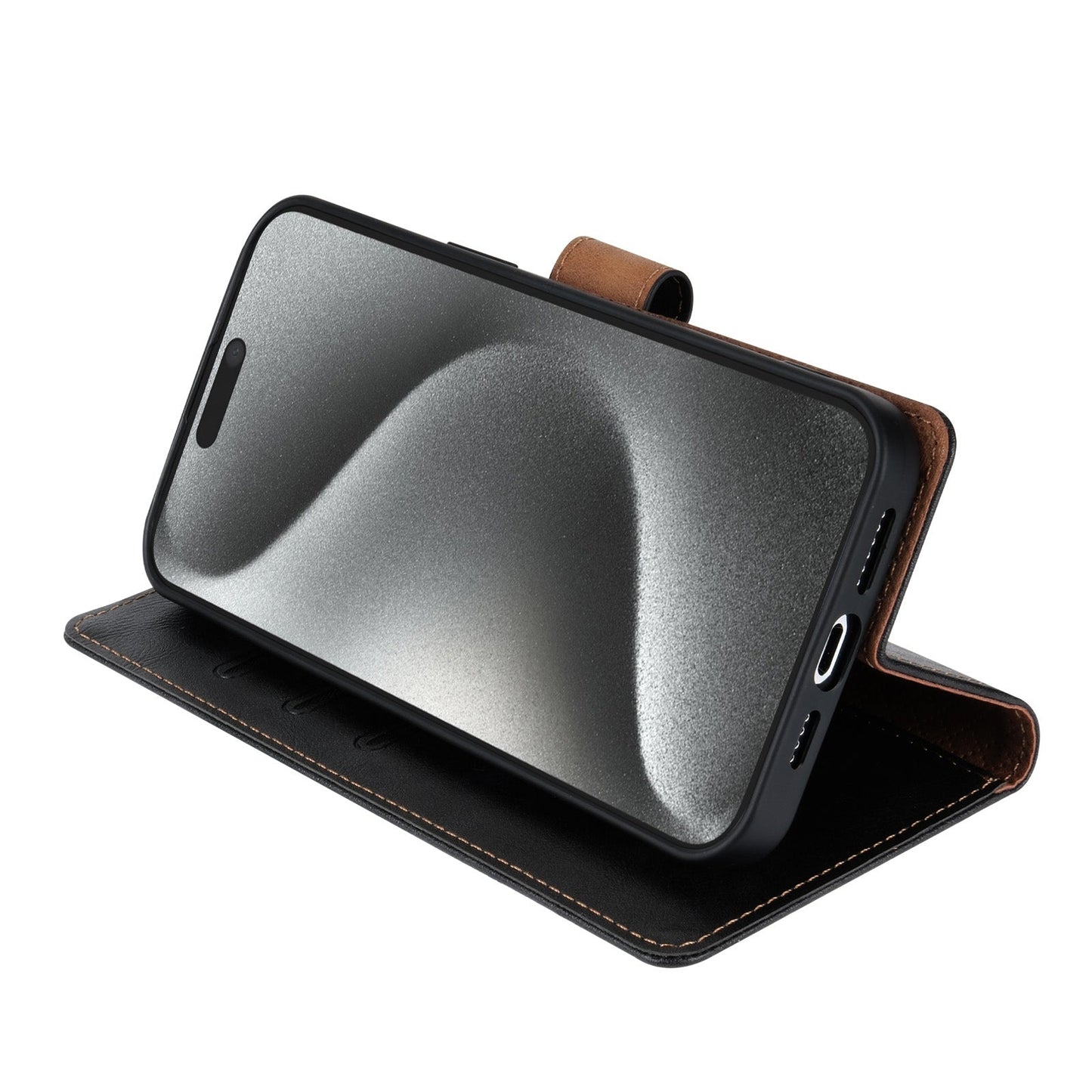For iPhone 16e N.BEKUS CSJ-P1 Solid Color Leather Phone Case(Black)