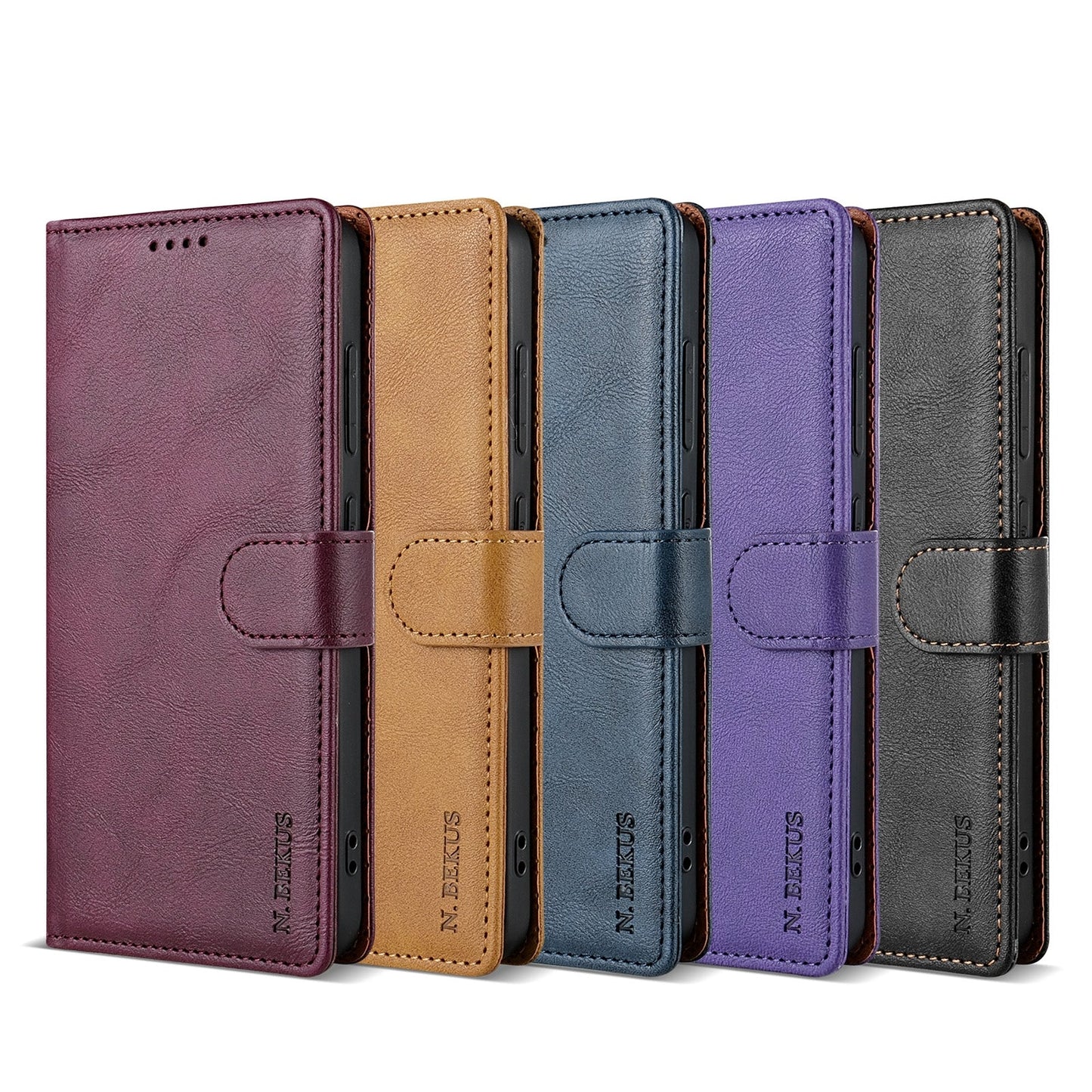 For iPhone 16e N.BEKUS CSJ-P1 Solid Color Leather Phone Case(Blue)