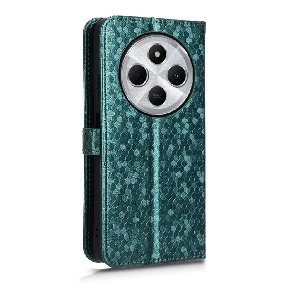 For Redmi 14C 4G Honeycomb Dot Texture Leather Phone Case(Green)