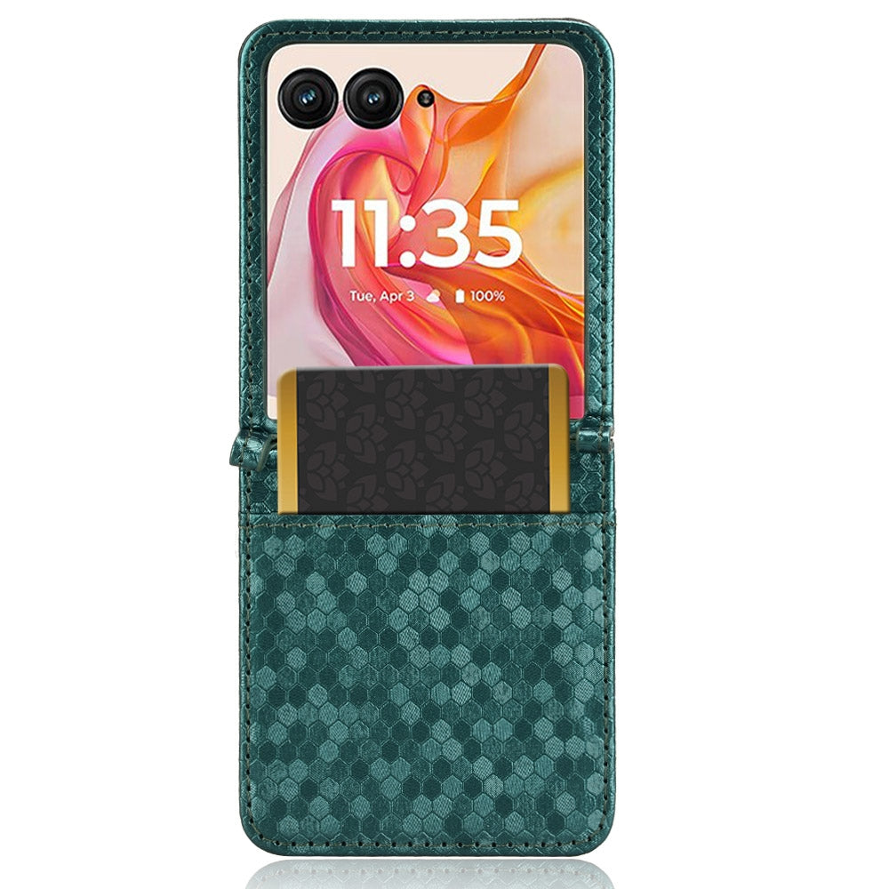For Motorola Razr 50 Ultra Honeycomb Dot Texture Card Slot Leather Phone Case(Green)