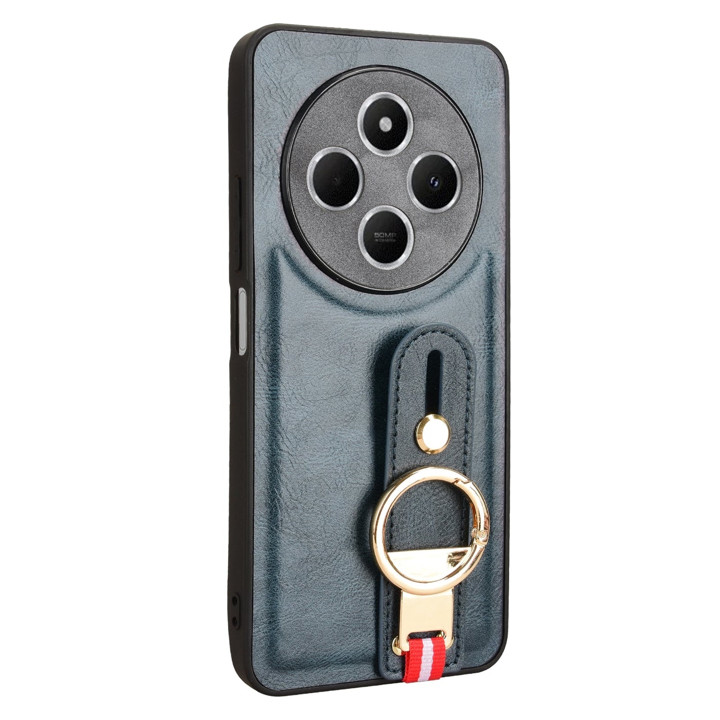 For Redmi 14C 4G Wristband Leather Back Phone Case(Blue)