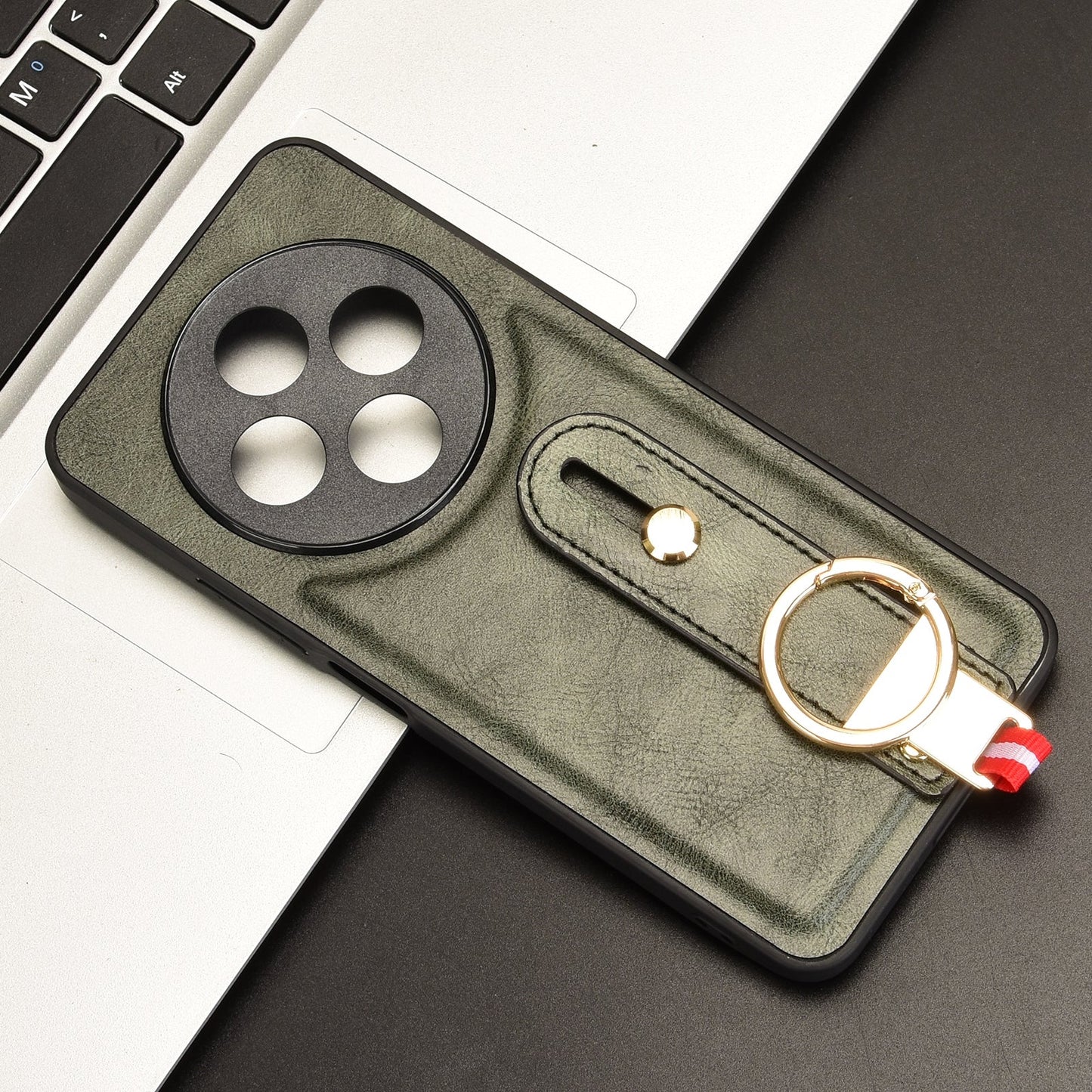 For Redmi 14C 4G Wristband Leather Back Phone Case(Green)