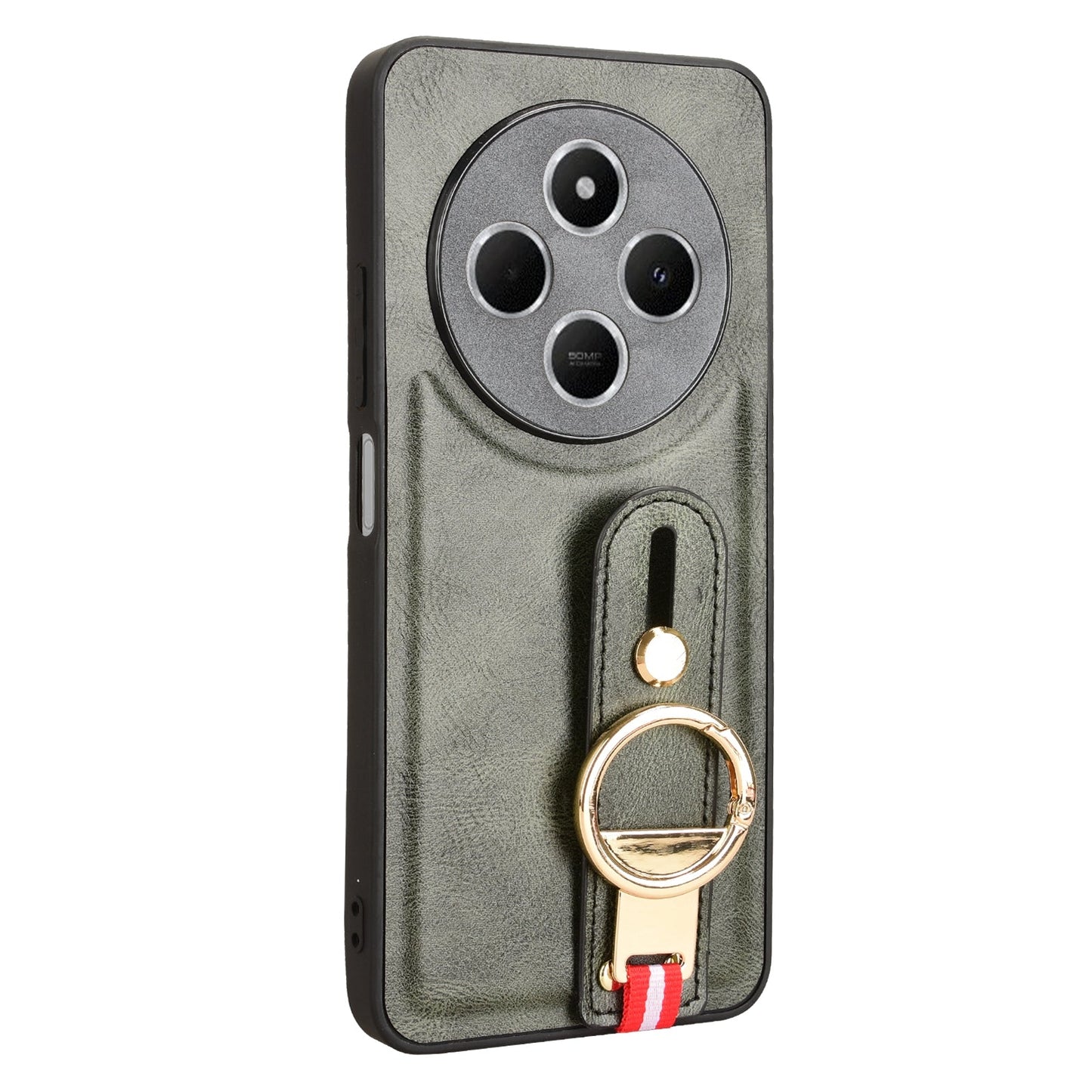 For Redmi 14C 4G Wristband Leather Back Phone Case(Green)