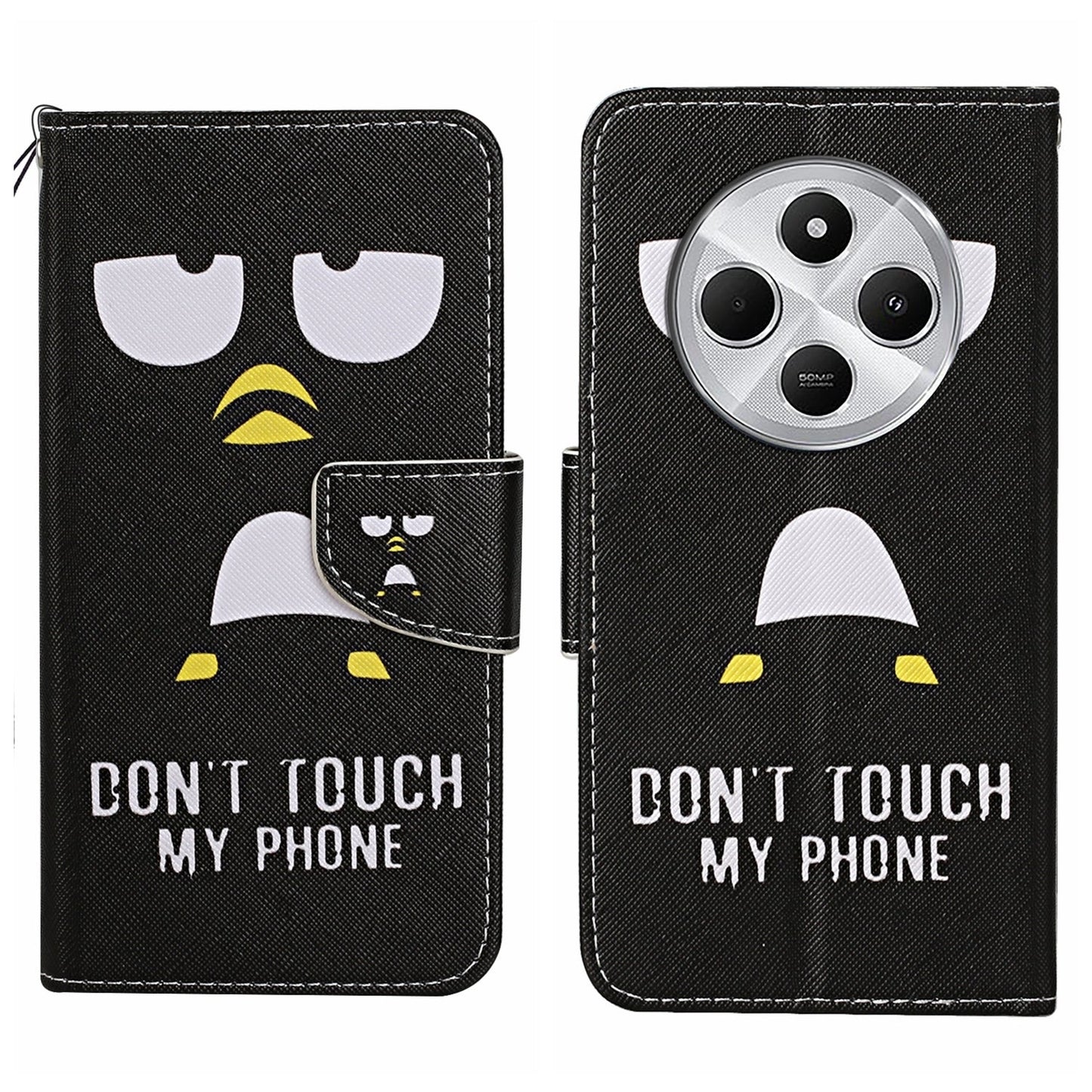 For Redmi 14C 4G Colored Drawing Pattern Leather Phone Case(Penguin)