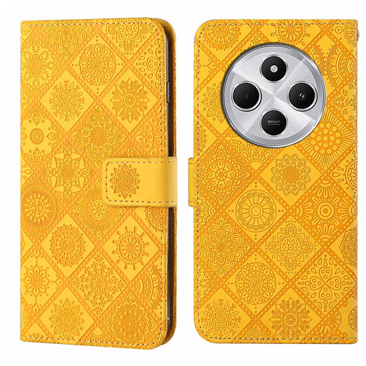 For Redmi 14C 4G Ethnic Style Embossed Pattern Leather Phone Case(Yellow)