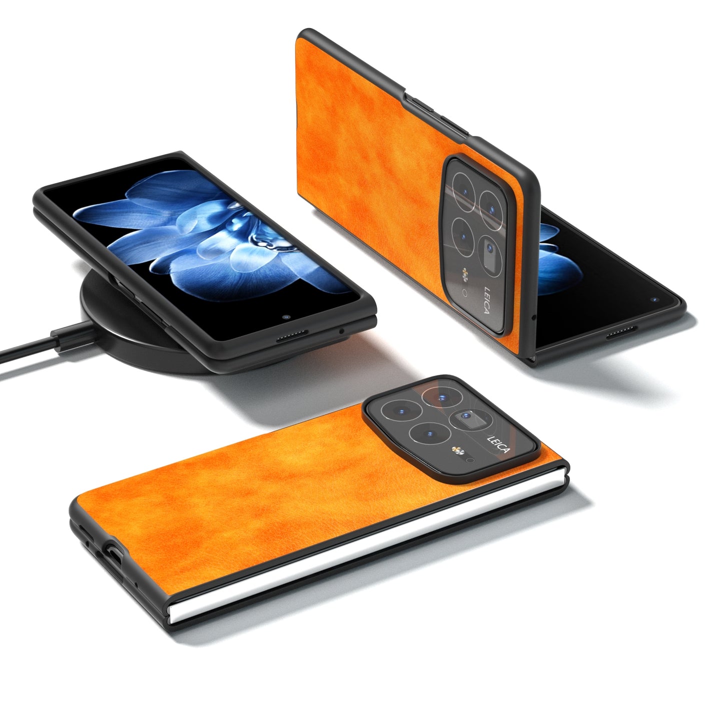 For Xiaomi Mix Fold 4 Dual Color Lichi Texture PU Phone Case(Orange)