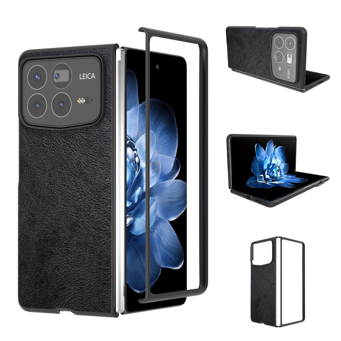 For Xiaomi Mix Fold 4 Dual Color Lichi Texture PU Phone Case(Black)