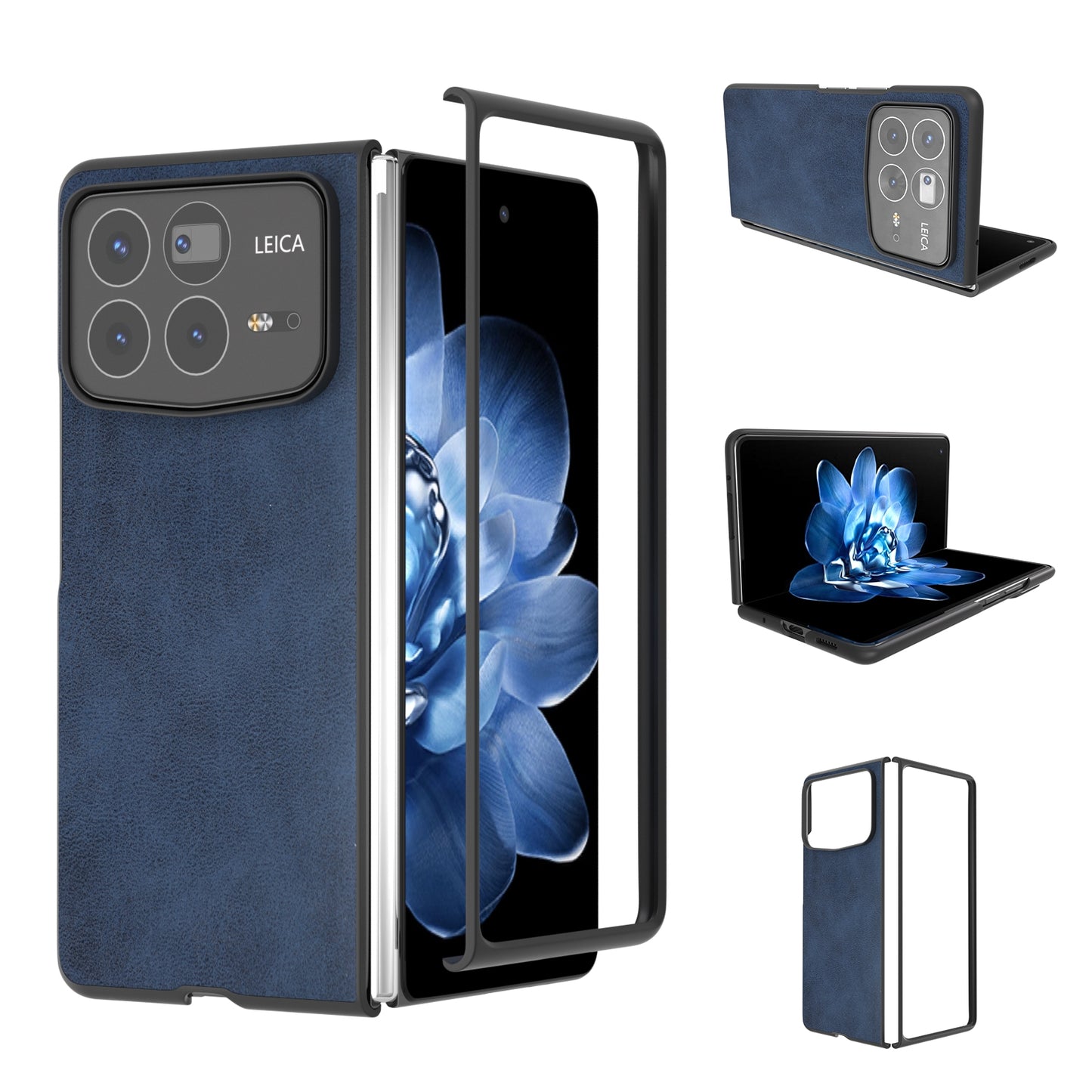 For Xiaomi Mix Fold 4 Black Edge Two-color Calf Texture PU Phone Case(Blue)