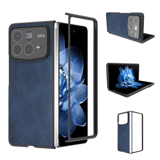 For Xiaomi Mix Fold 4 Black Edge Two-color Calf Texture PU Phone Case(Blue)
