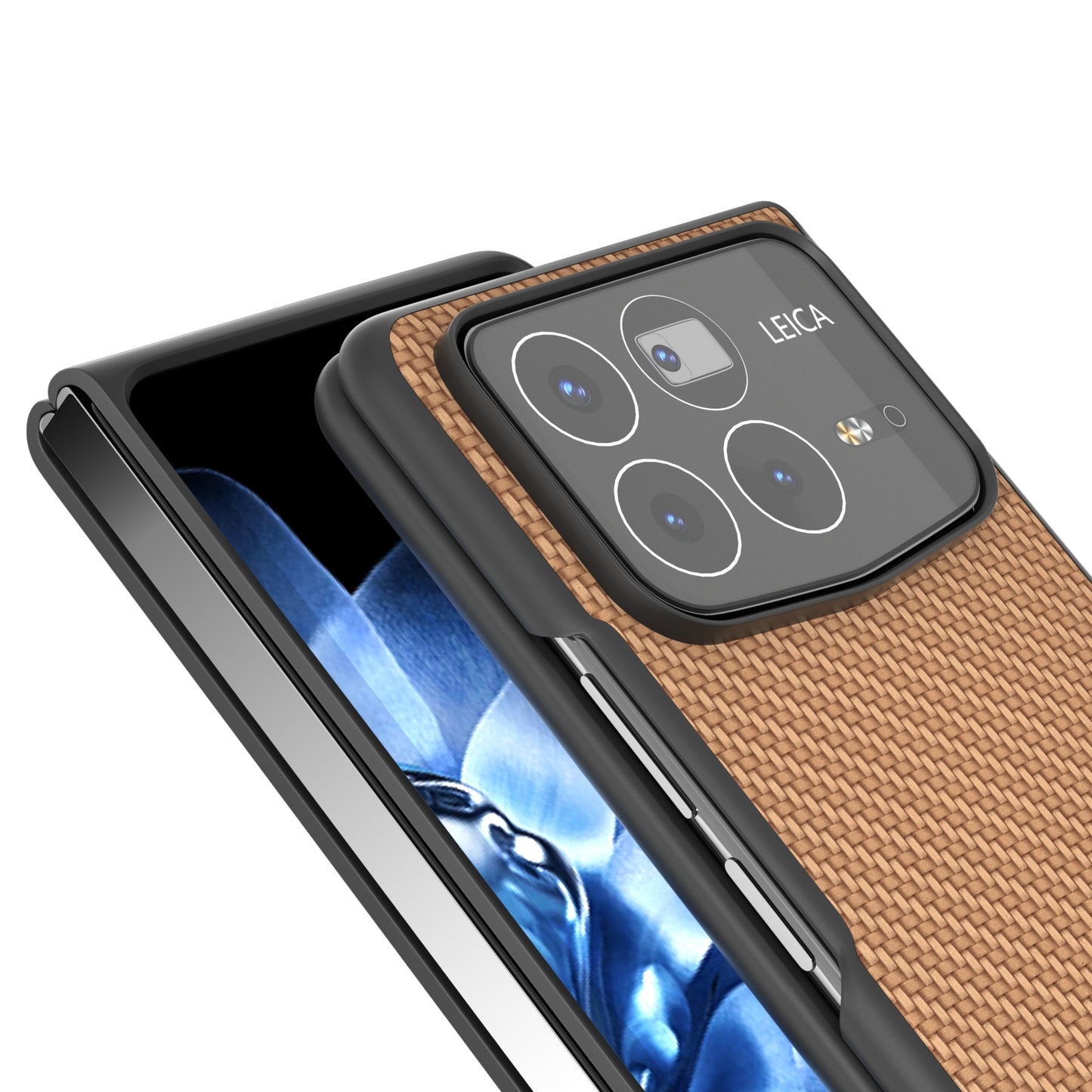 For Xiaomi Mix Fold 4 Black Frame Carbon Fiber Texture PU Phone Case(Gold)