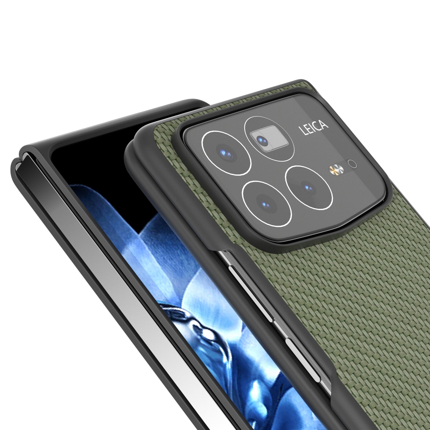 For Xiaomi Mix Fold 4 Black Frame Carbon Fiber Texture PU Phone Case(Green)