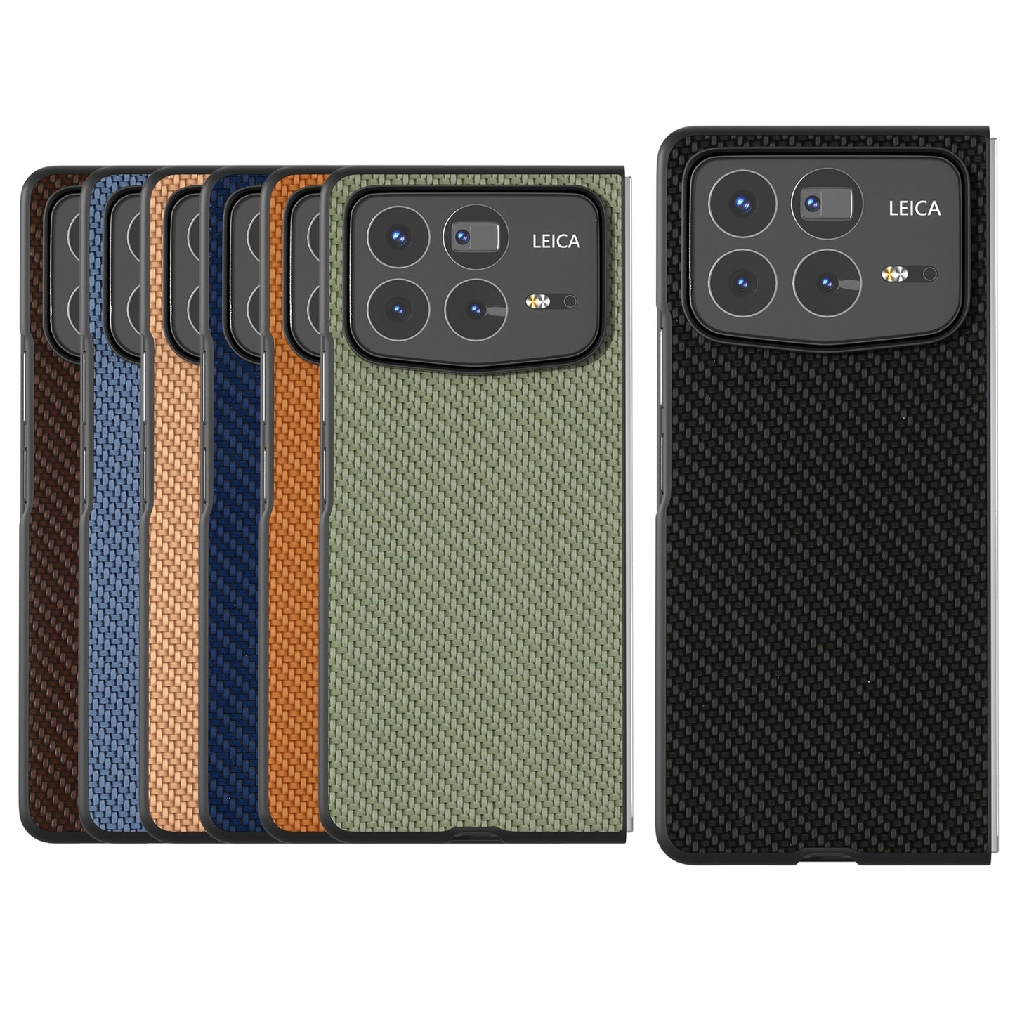 For Xiaomi Mix Fold 4 Black Frame Carbon Fiber Texture PU Phone Case(Green)