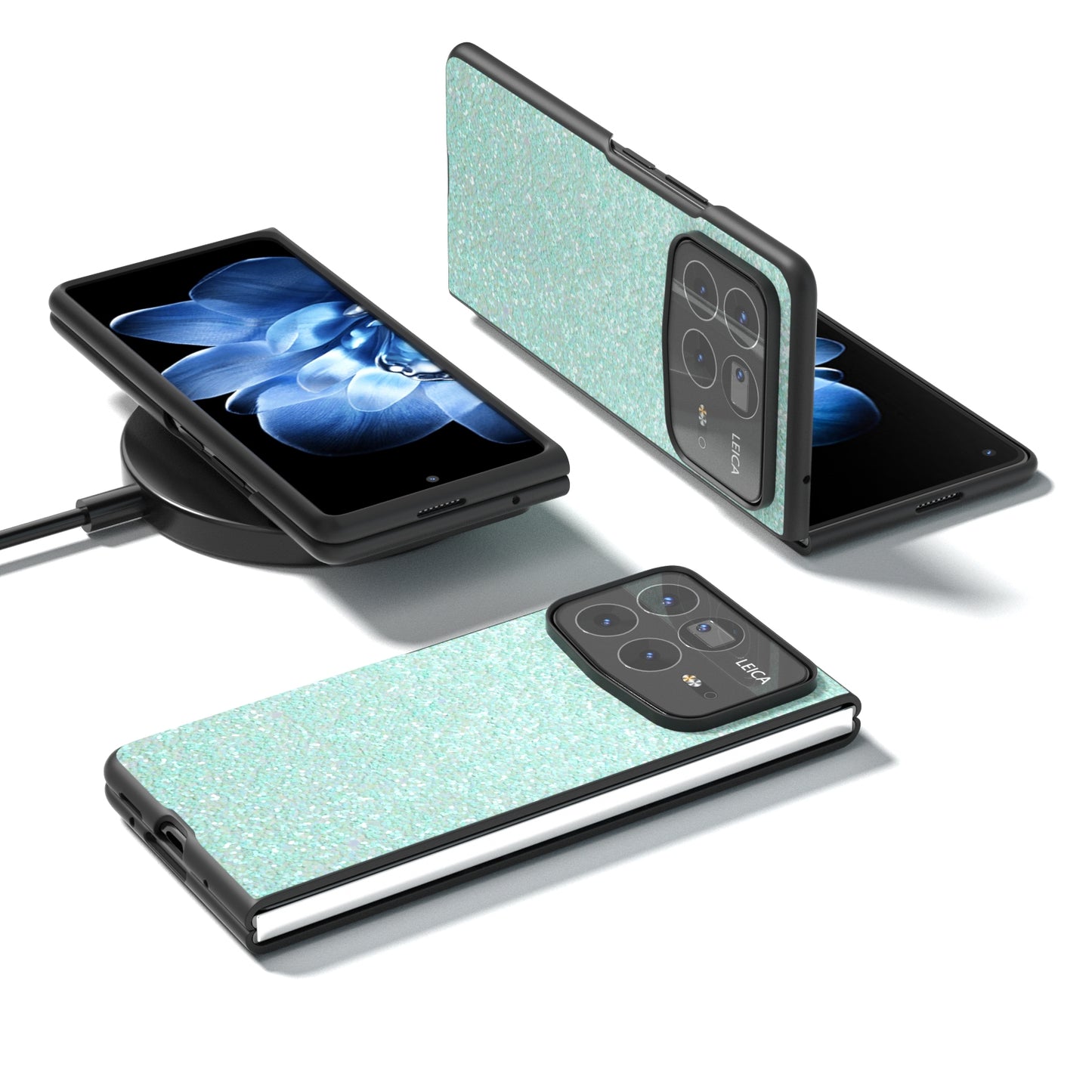 For Xiaomi Mix Fold 4 Black Frame Colorful Glitter Phone Case(Light Green)
