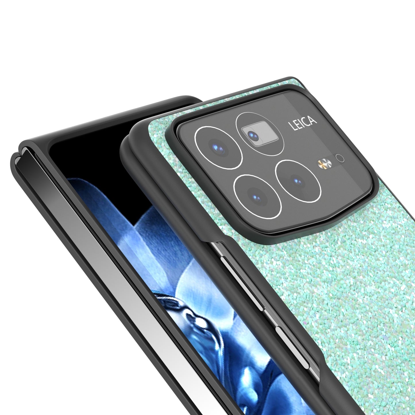 For Xiaomi Mix Fold 4 Black Frame Colorful Glitter Phone Case(Light Green)
