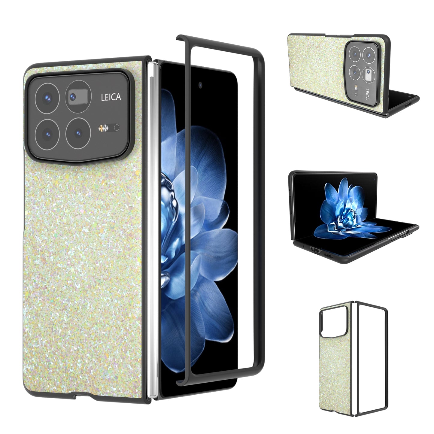 For Xiaomi Mix Fold 4 Black Frame Colorful Glitter Phone Case(Gold)