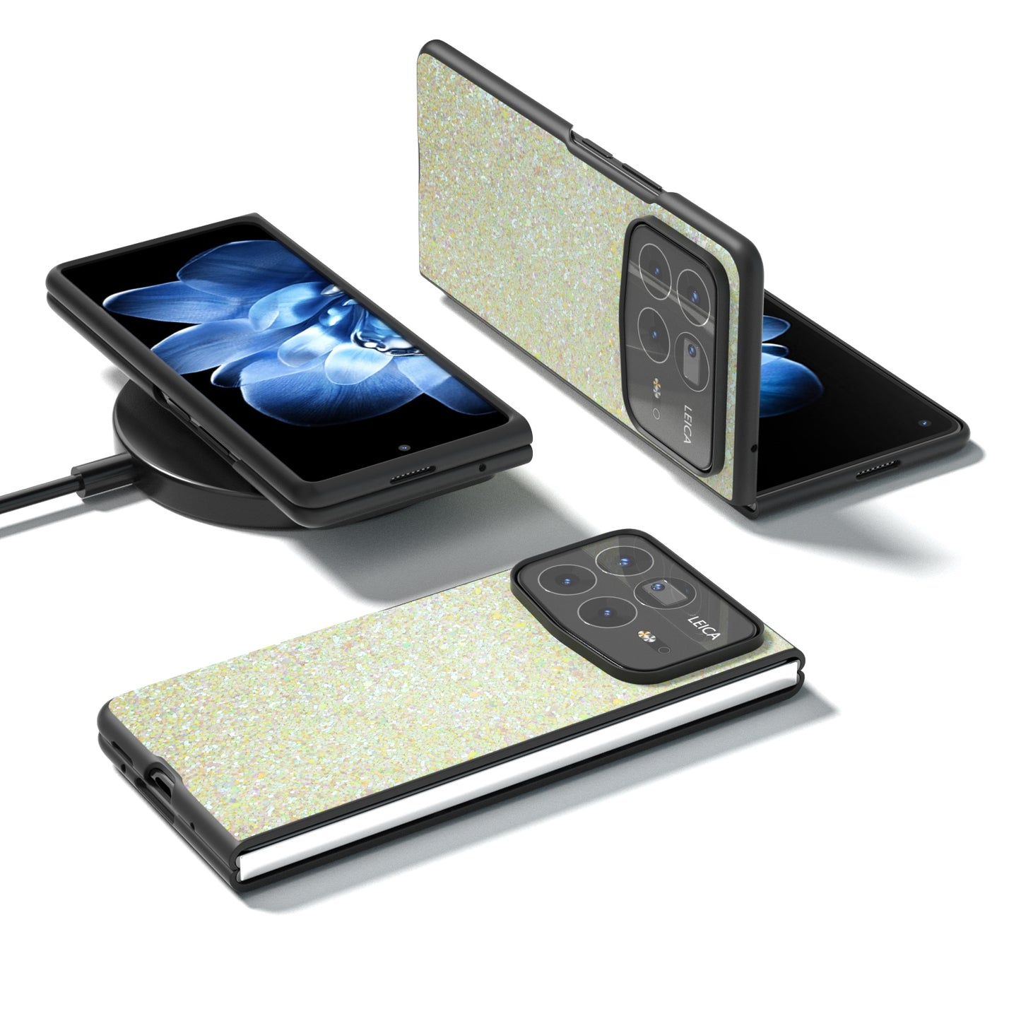 For Xiaomi Mix Fold 4 Black Frame Colorful Glitter Phone Case(Gold)