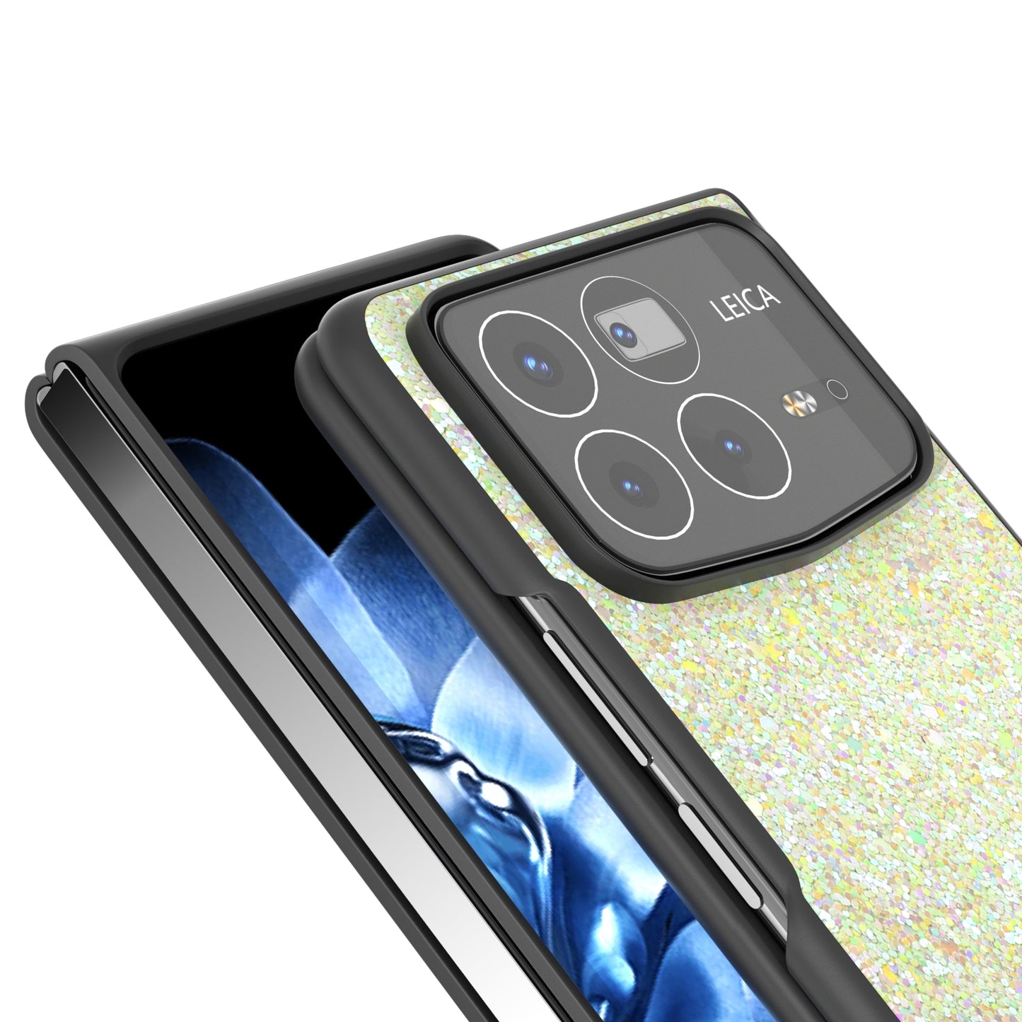 For Xiaomi Mix Fold 4 Black Frame Colorful Glitter Phone Case(Gold)
