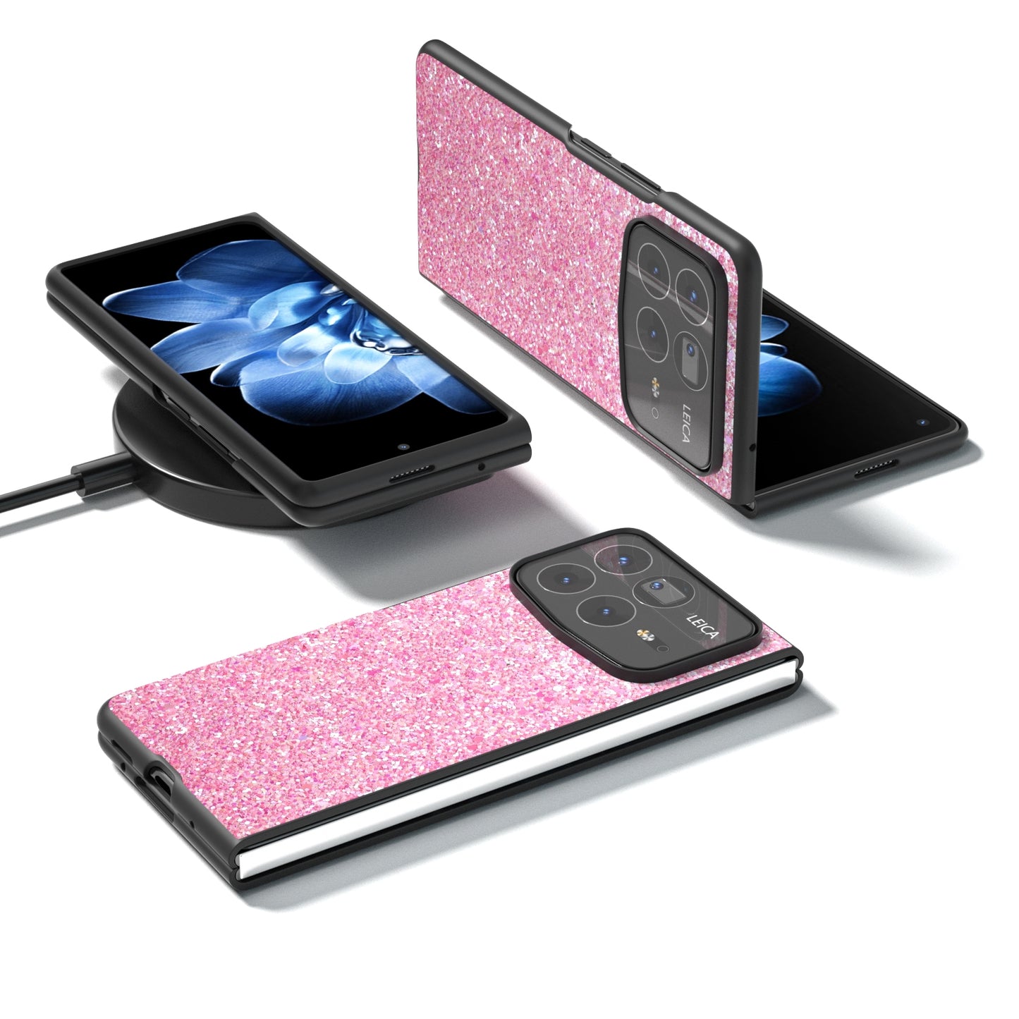 For Xiaomi Mix Fold 4 Black Frame Colorful Glitter Phone Case(Purple Pink)