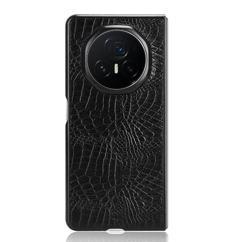 For Honor Magic V3 Crocodile Texture Back Cover Phone Case(Black)