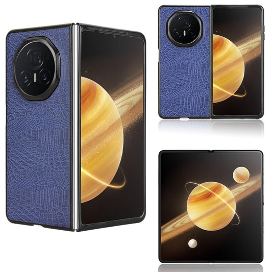 For Honor Magic V3 Crocodile Texture Back Cover Phone Case(Blue)