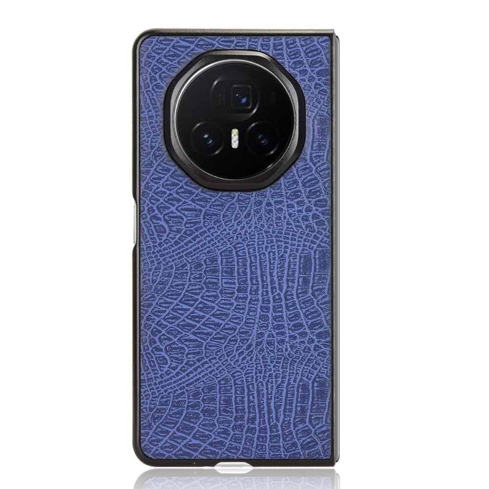 For Honor Magic V3 Crocodile Texture Back Cover Phone Case(Blue)
