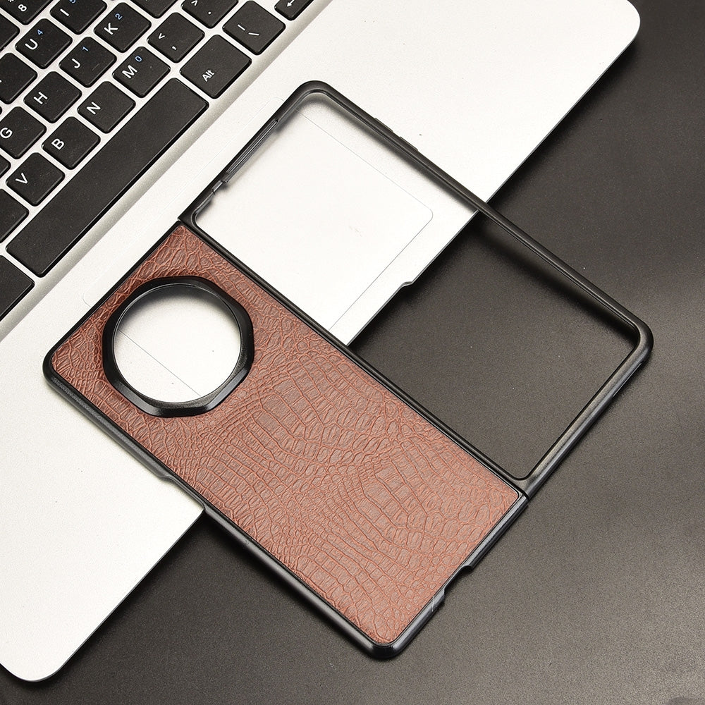 For Honor Magic V3 Crocodile Texture Back Cover Phone Case(Brown)