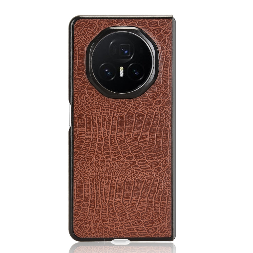 For Honor Magic V3 Crocodile Texture Back Cover Phone Case(Brown)