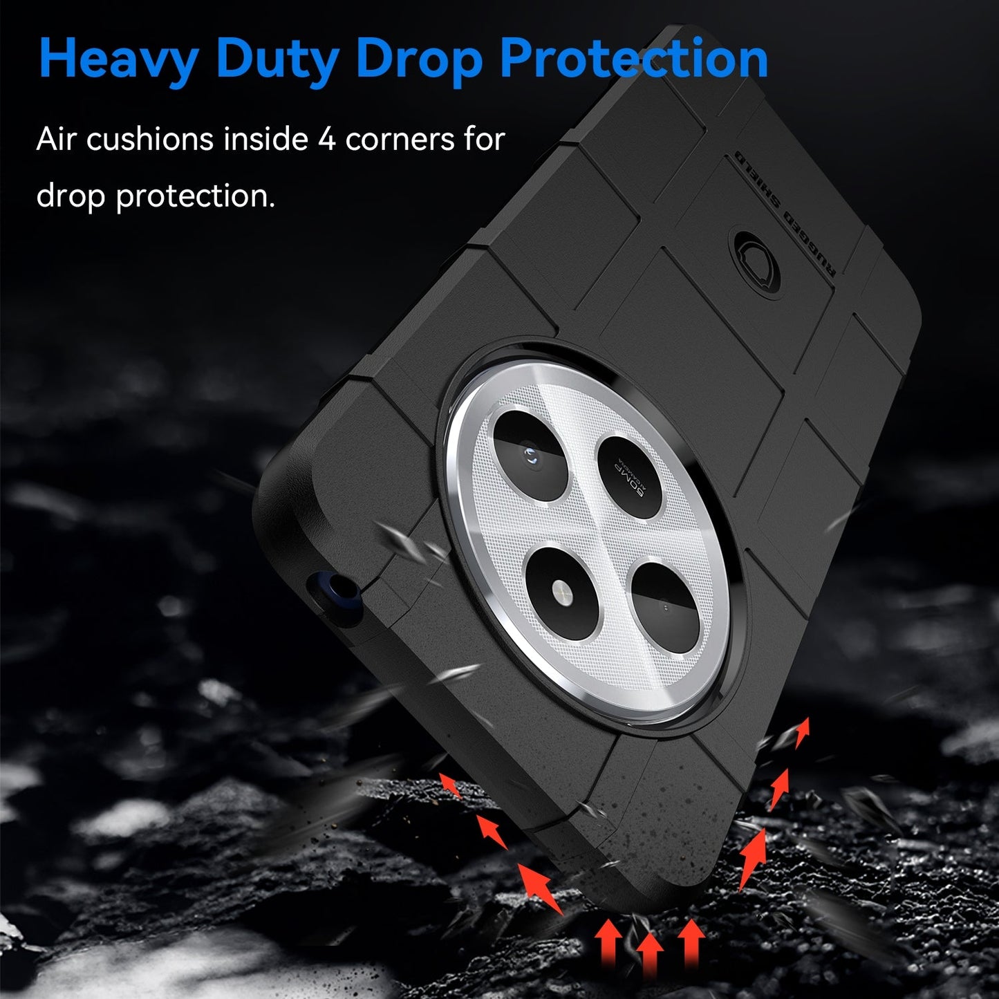 For Redmi 14C Full Coverage Shockproof TPU Phone Case(Black)