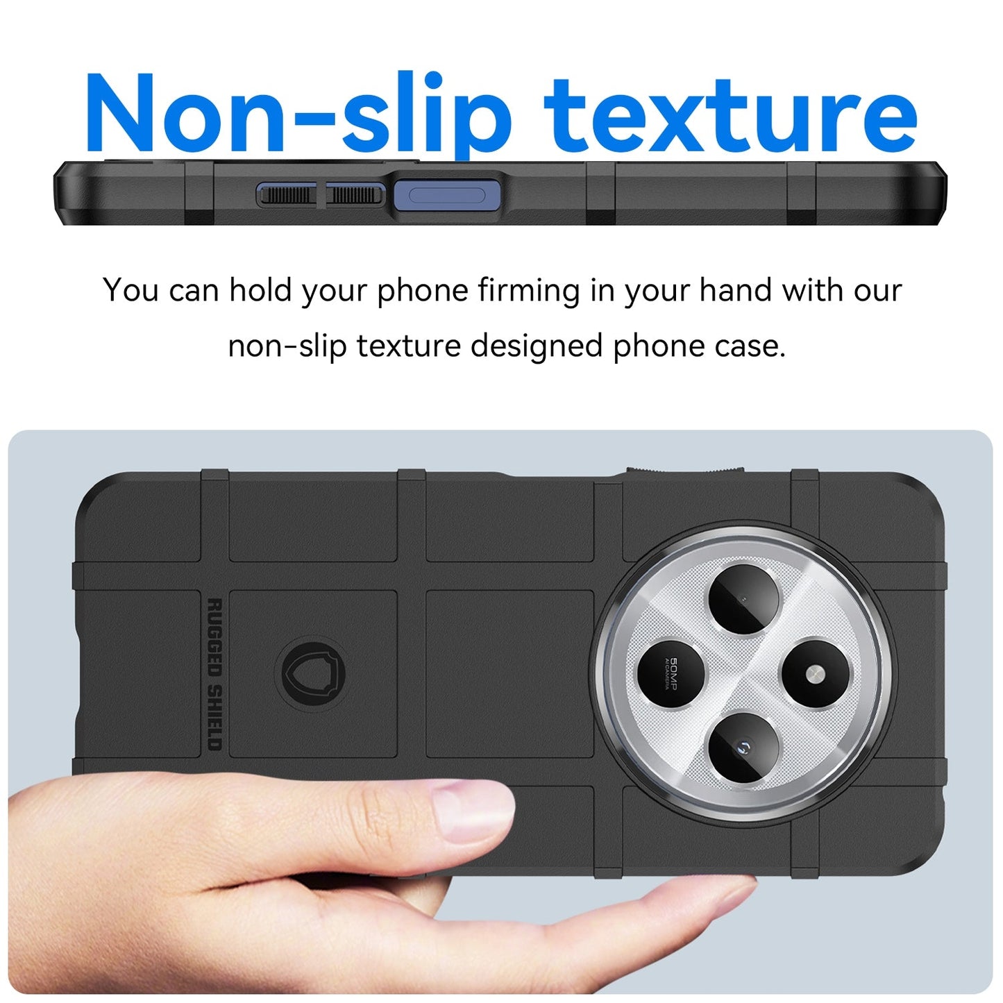 For Redmi 14C Full Coverage Shockproof TPU Phone Case(Black)