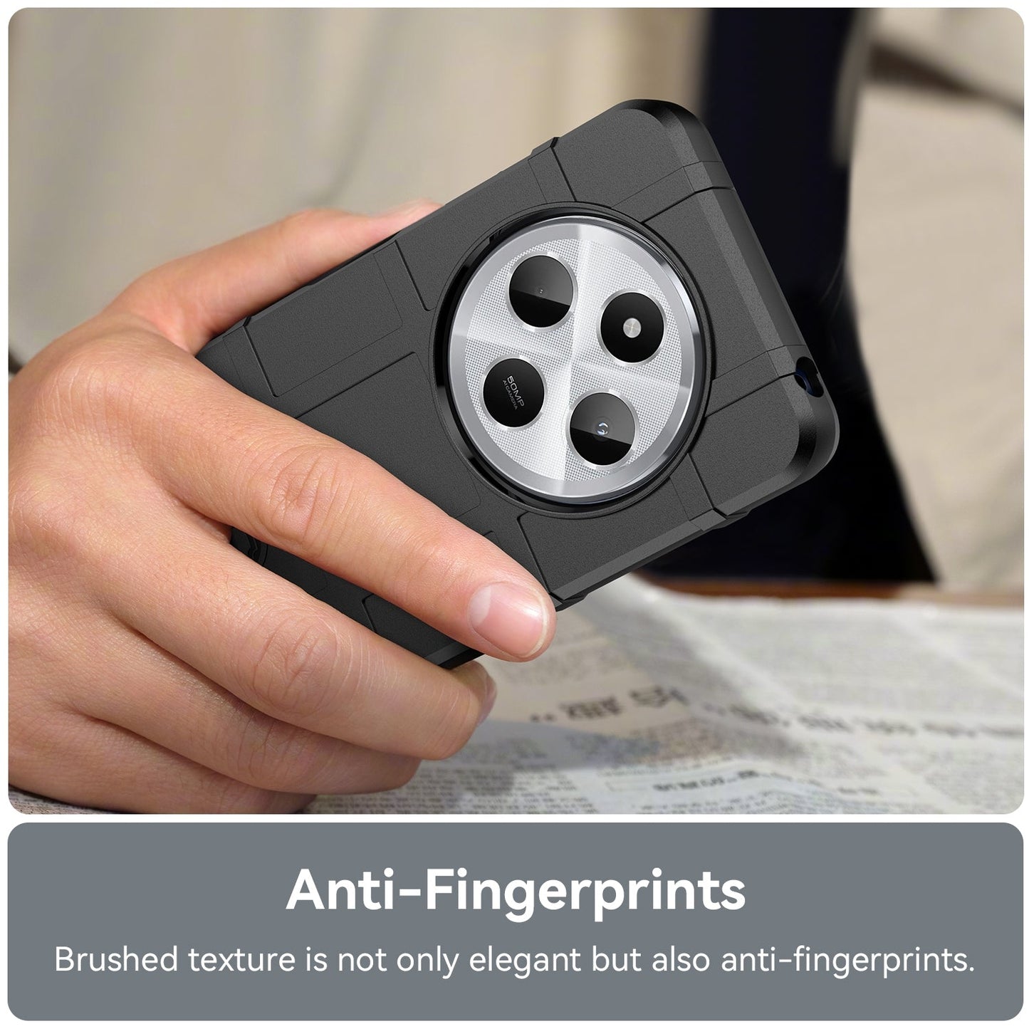 For Redmi 14C Full Coverage Shockproof TPU Phone Case(Black)