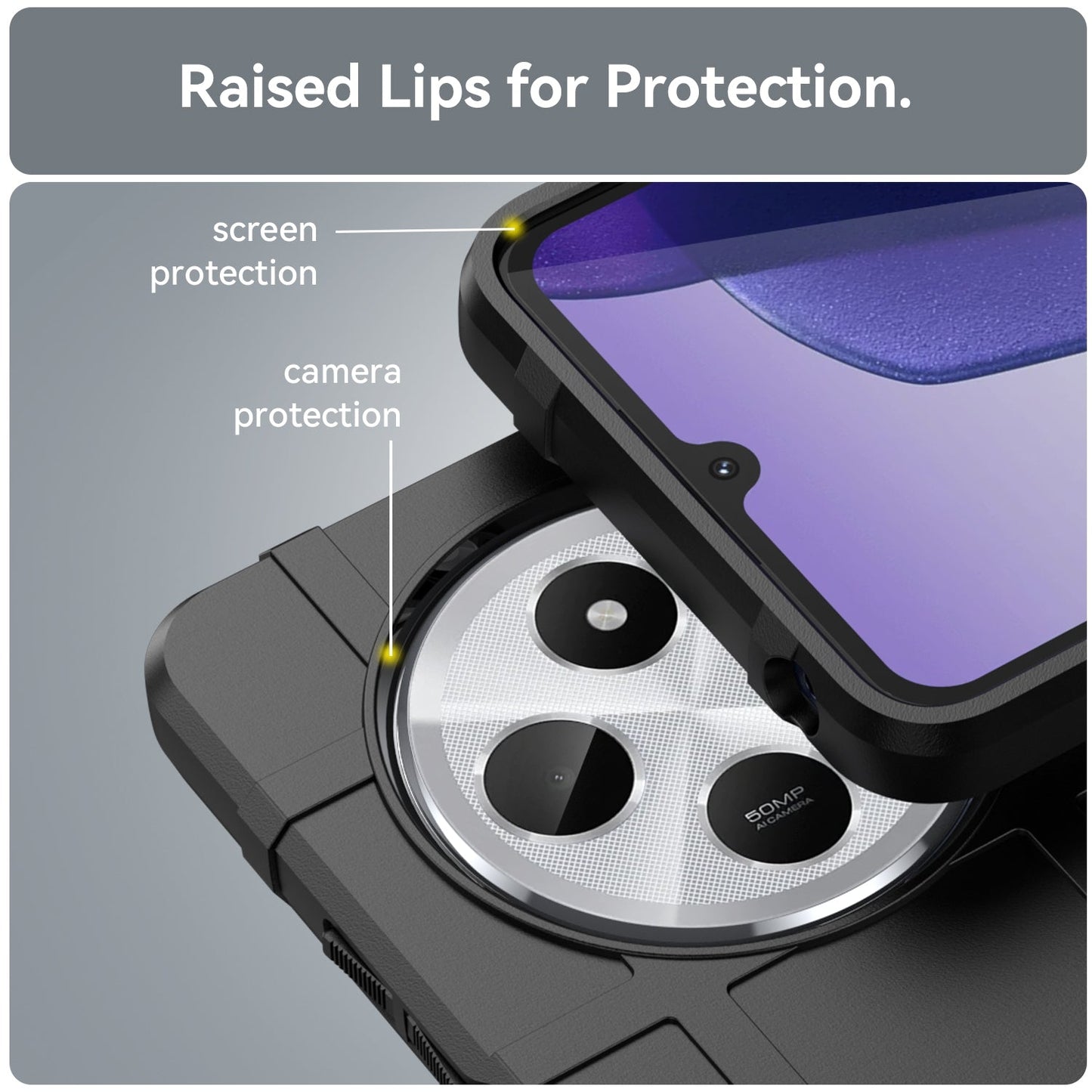 For Redmi 14C Full Coverage Shockproof TPU Phone Case(Black)