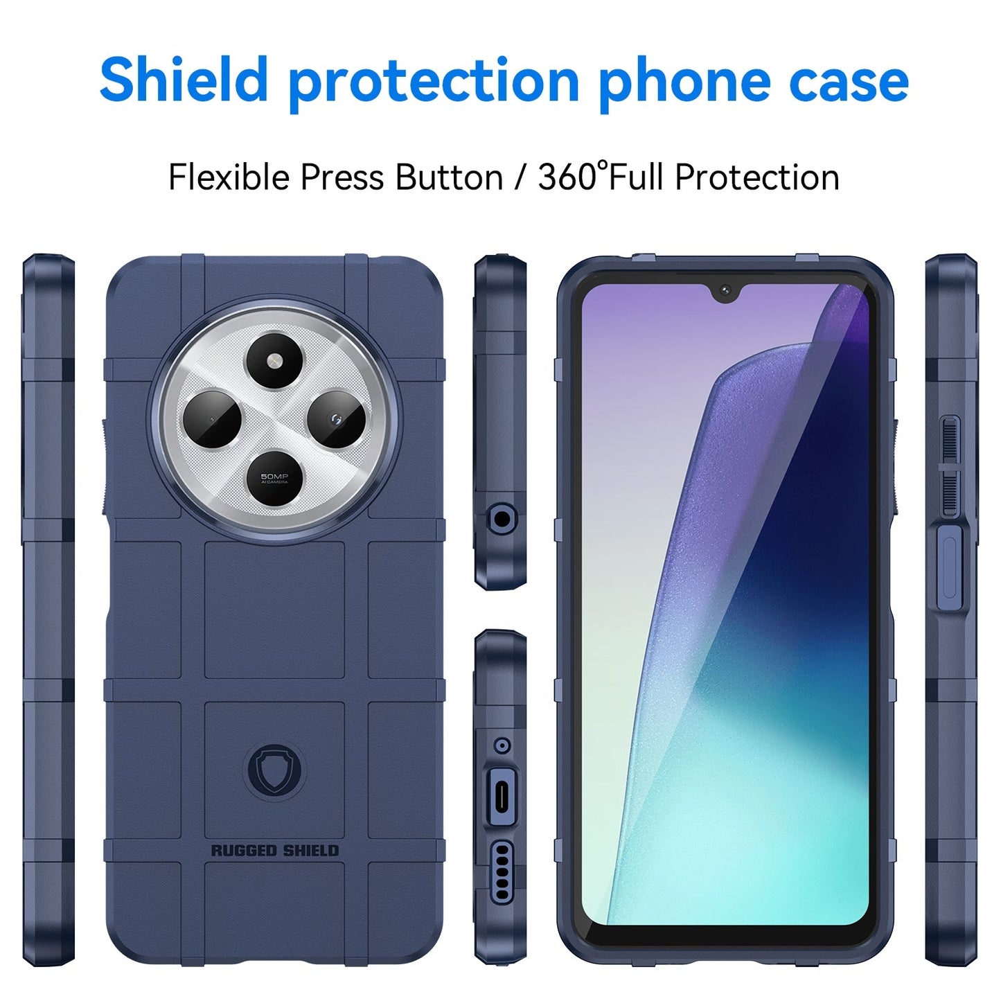 For Redmi 14C Full Coverage Shockproof TPU Phone Case(Blue)