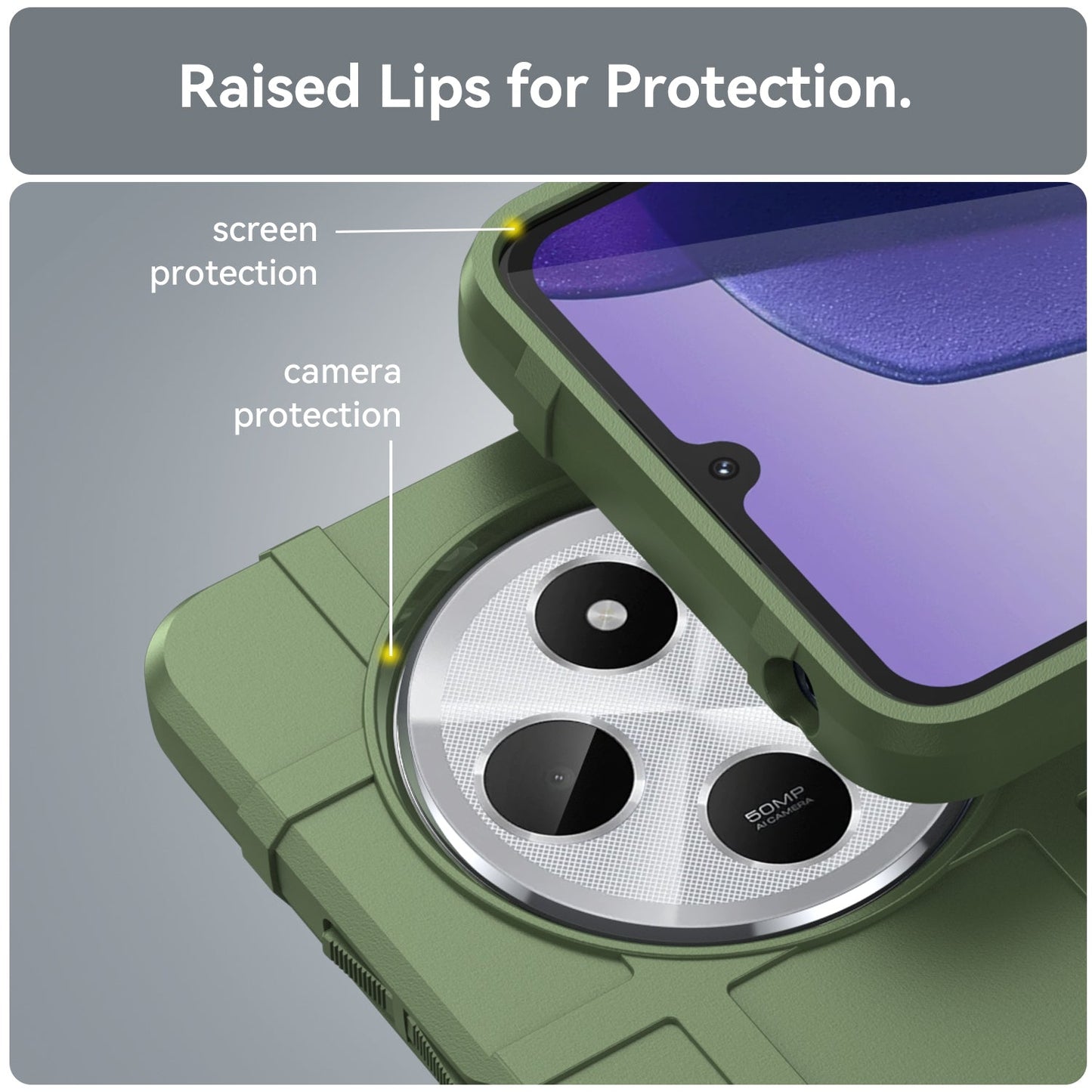 For Redmi 14C Full Coverage Shockproof TPU Phone Case(Green)