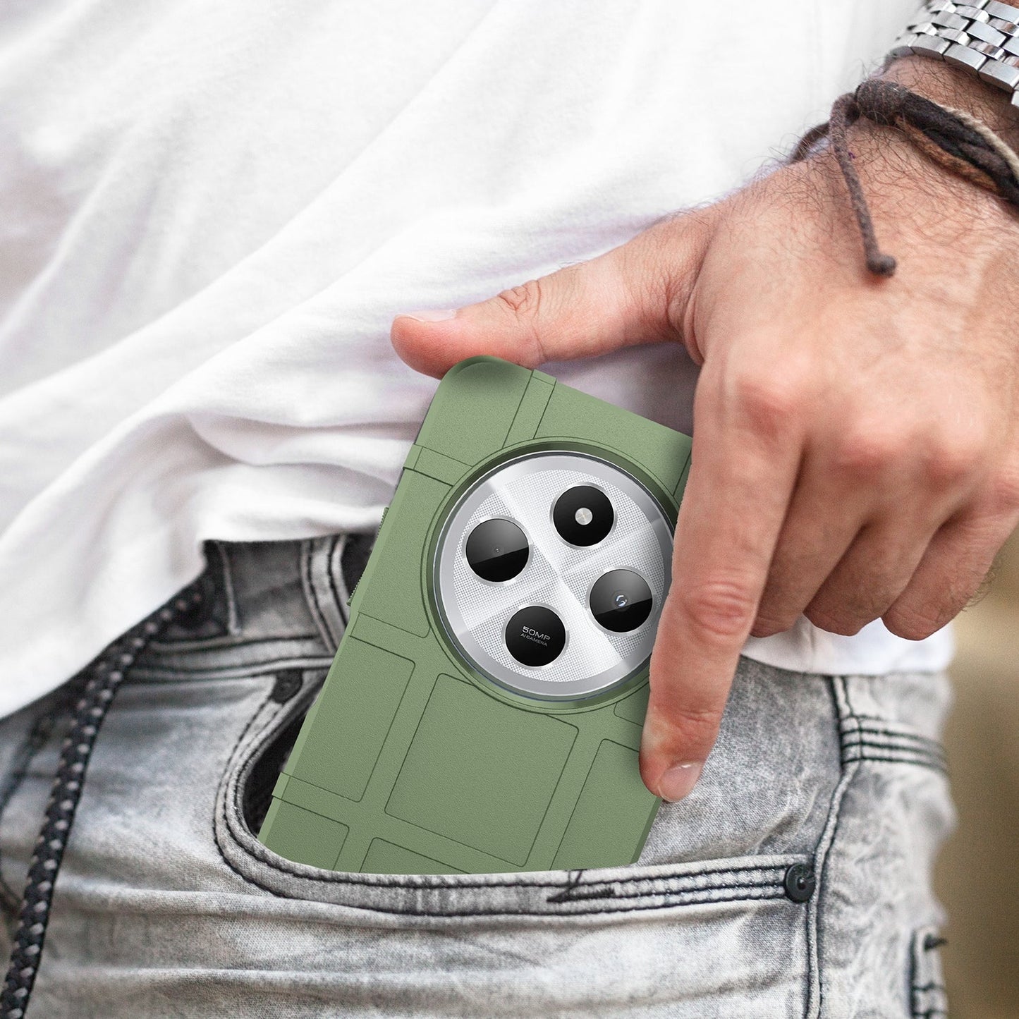 For Redmi 14C Full Coverage Shockproof TPU Phone Case(Green)