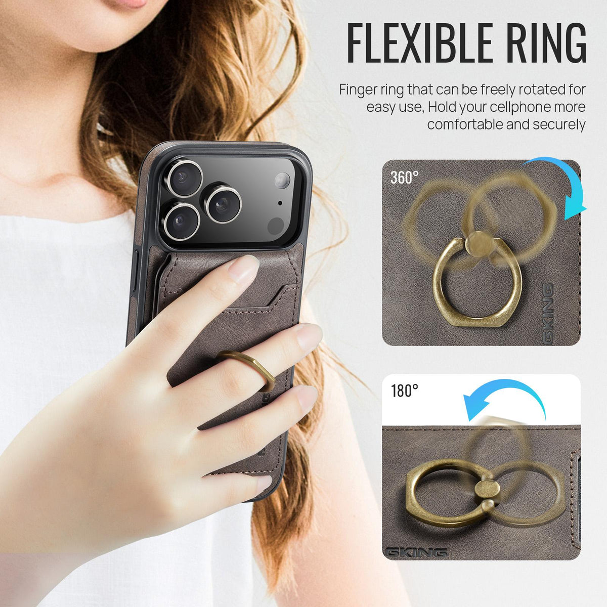 Compatible with iPhone 18 Pro Max & 17 Pro Max MAGKING K1 MagSafe Detachable Wallet RFID Back Cover Phone Case - Coffee