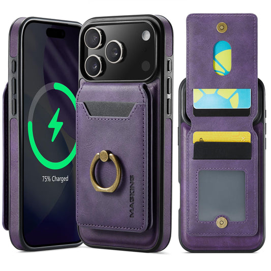 Compatible with iPhone 18 Pro Max & 17 Pro Max MAGKING K1 MagSafe Detachable Wallet RFID Back Cover Phone Case - Purple